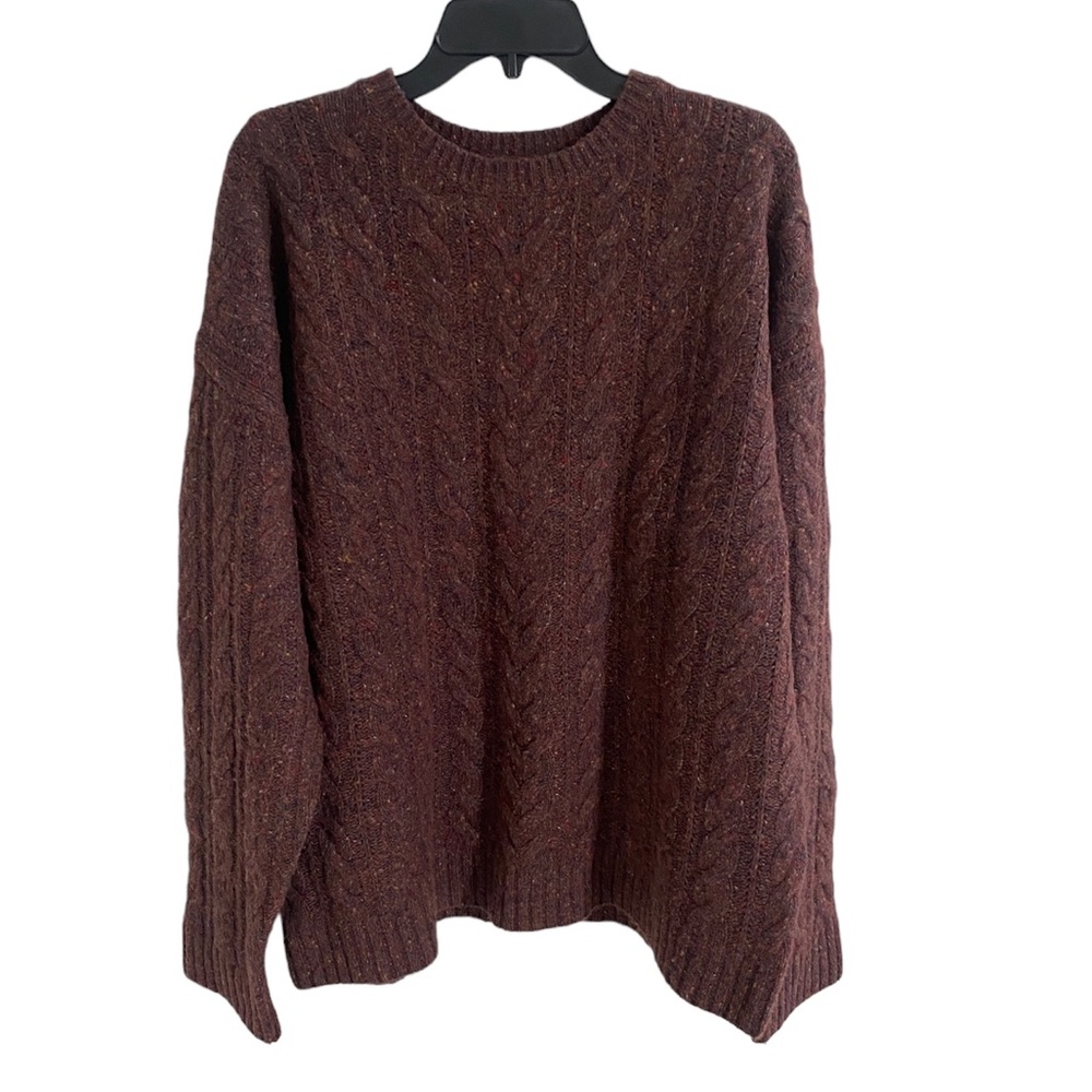 Sundance Women's Chunky Cable Knit Merino Wool Alpaca Brick Red Sweater Size XL